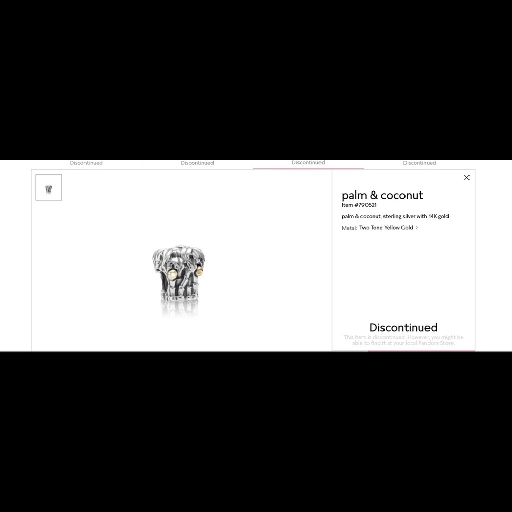 Retired Pandora Charm Palm & Coconut - Cute!